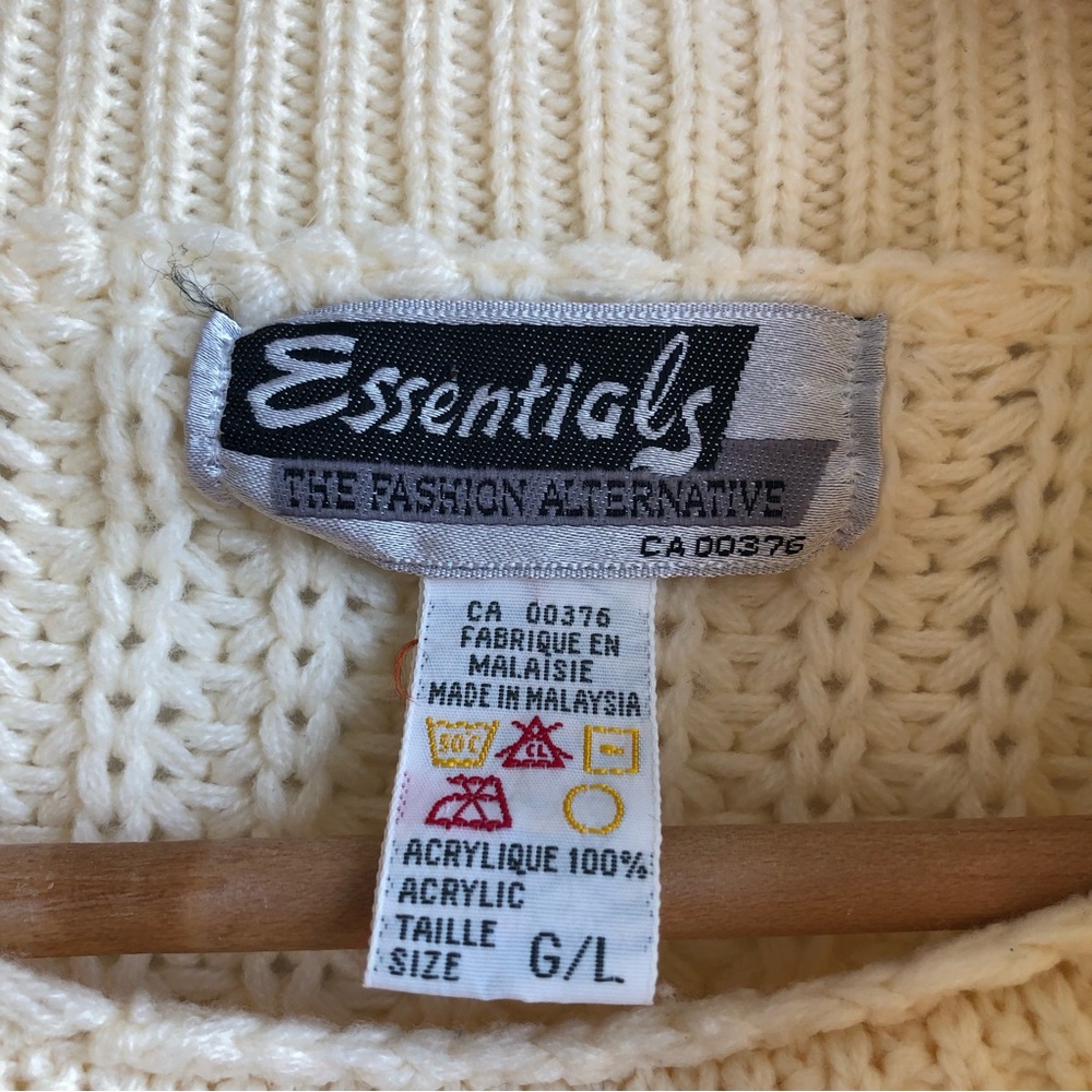 Vintage Essentials Chunky Neutral Tone Turtleneck Knit Sweater Women's Large - Picture 7 of 12